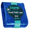 Core Tarps 12 ft L x 0.5 mm H x 10 ft W Heavy Duty 16 Mil Tarp, Blue, Polyethylene CT-305-10X12